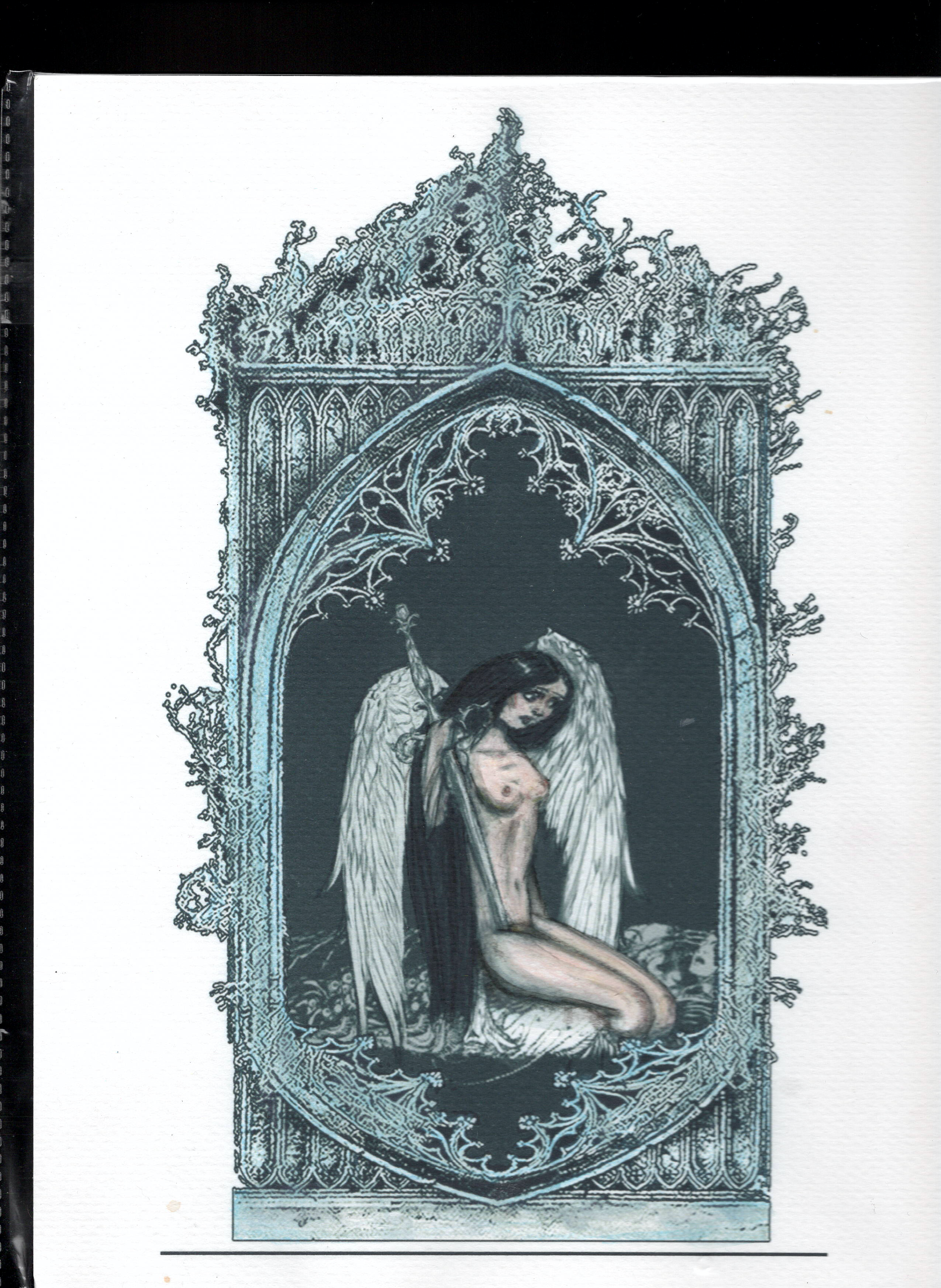 Archangel Sariel Hand-Coloured Print – Heavenly Void